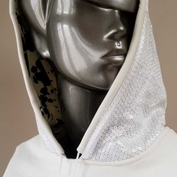 White sequined Hood Sweat Shirt - Picture 4 of 8